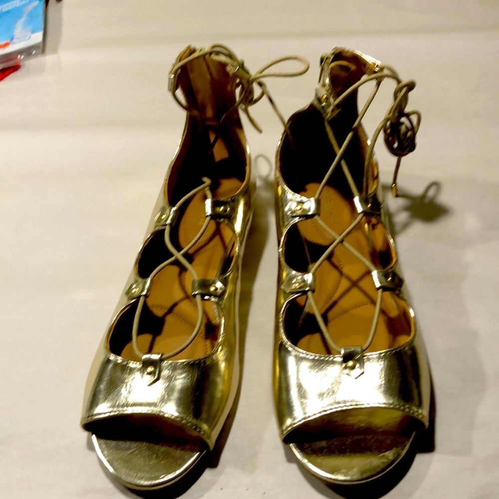 Lane Bryant Gold Gladiator Sandal Sz 11W